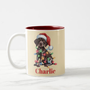 Tasse 2 Couleurs Nom personnalisé Pointer allemand à poil court Noë