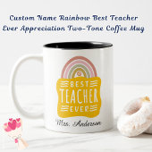 Tasse 2 Couleurs Nom personnalisé Rainbow Meilleur enseignant jamai