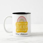 Tasse 2 Couleurs Nom personnalisé Rainbow Meilleur enseignant jamai (Gauche)