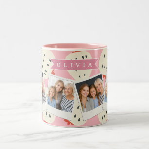 Tasse 2 Couleurs Nom personnalisé rose fraise mignon fille