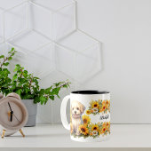 Tasse 2 Couleurs nom personnalisé script fleurs joli chiot chien de