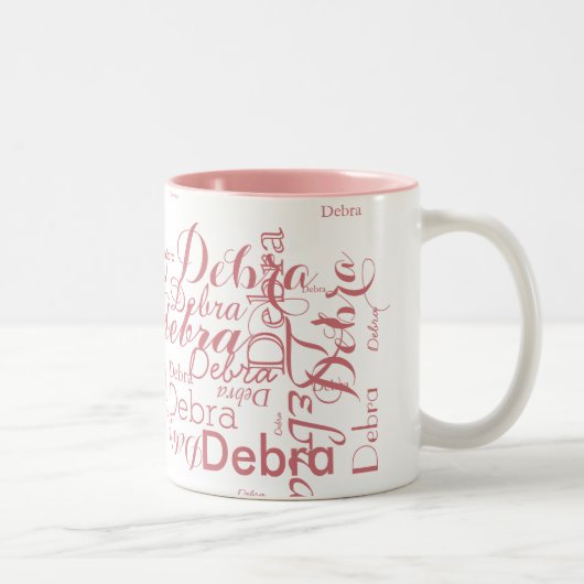 Tasse 2 Couleurs Nom personnalisé Typographie rose (Droit)