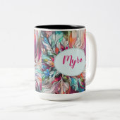 Tasse 2 Couleurs Nom personnalisé Vitrail Abstrait (Devant droit)