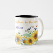 Tasse 2 Couleurs Nom personnel tournesol printemps (Devant droit)