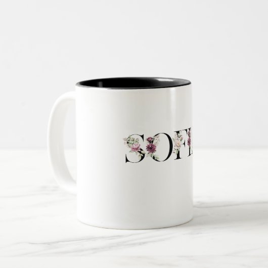 Tasse 2 Couleurs Nom Sofia. (Devant gauche)