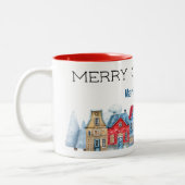 Tasse 2 Couleurs Nom sur Aquarelle tendance Joyeux Noël 11oz (Gauche)