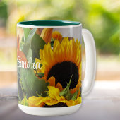 Tasse 2 Couleurs Nom sur Beau Tournesols d'automne 15oz