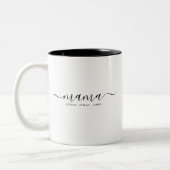 Tasse 2 Couleurs Noms des enfants de maman en script noir (Gauche)