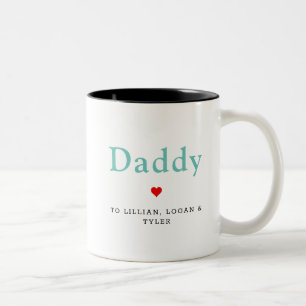 Tasse 2 Couleurs Noms des enfants pour la fête des pères moderne Pa