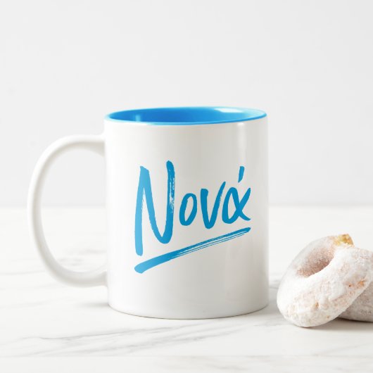 Tasse 2 Couleurs Nona Grecque bleu (Avec donut)