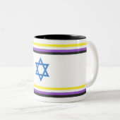 Tasse 2 Couleurs Nonbinary Israel Pride Flag (Devant droit)