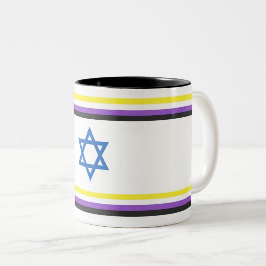 Tasse 2 Couleurs Nonbinary Israel Pride Flag (Devant droit)