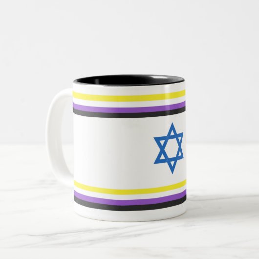 Tasse 2 Couleurs Nonbinary Israel Pride Flag (Devant gauche)