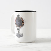 Tasse 2 Couleurs Norse Viking Raven Hammer (Devant gauche)