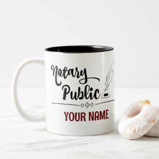 Tasse 2 Couleurs Notaire Public Feather Quill Votre nom Customisé