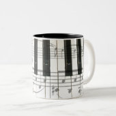 Tasse 2 Couleurs Notes de clavier et de musique de piano (Devant droit)