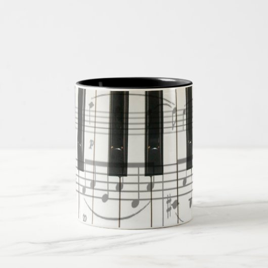 Tasse 2 Couleurs Notes de clavier et de musique de piano (Centre)