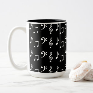 Tasse 2 Couleurs Notes de musique noir et blanc