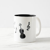 Tasse 2 Couleurs Notes de musique noire violon (Devant droit)