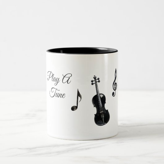 Tasse 2 Couleurs Notes de musique noire violon (Centre)