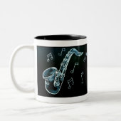 Tasse 2 Couleurs Notes de saxophone et de musique (Gauche)