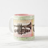 Tasse 2 Couleurs Notes de trompette et de musique (Devant gauche)
