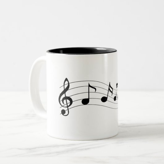 Tasse 2 Couleurs Notes musicales de Personnaliser (Devant gauche)