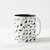 Tasse 2 Couleurs Notes musicales noires (Devant droit)