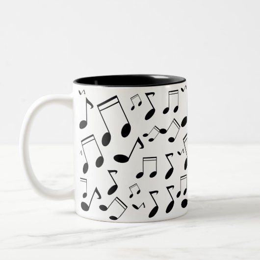 Tasse 2 Couleurs Notes musicales noires (Gauche)