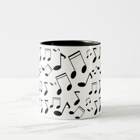 Tasse 2 Couleurs Notes musicales noires (Centre)