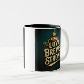 Tasse 2 Couleurs "Notre Amour Brûle Fort" (Devant droit)