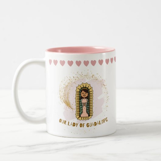 TASSE 2 COULEURS NOTRE DAME DE GUADALUPE KIDS MUG, ROSE BLANCHE (Gauche)
