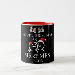 Tasse 2 Couleurs Notre premier Noël en tant que M. et Mme Newlywa
