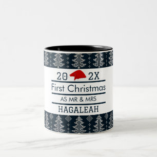 Tasse 2 Couleurs Notre premier Noël en tant que M. et Mme Newlywa