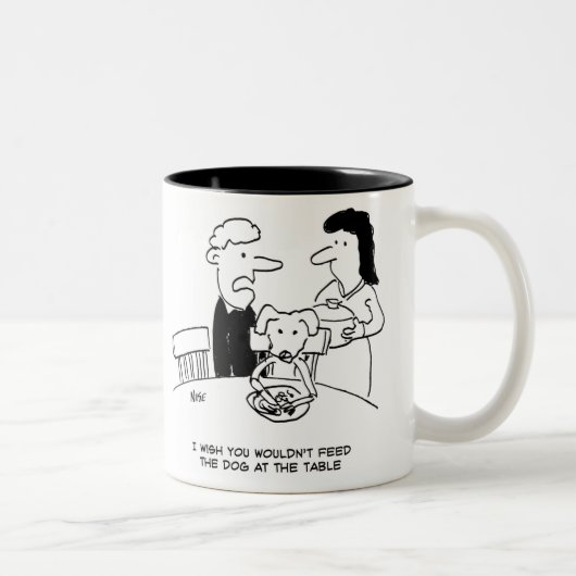 Tasse 2 Couleurs Nourrir un chien à la table (Droit)
