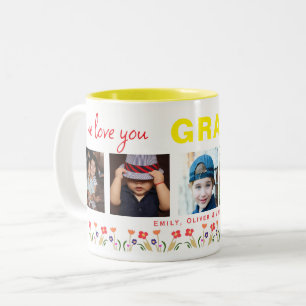 Tasse 2 Couleurs Nous vous aimons Grandma Flowers 5 Photos Keepsaké