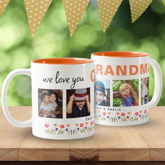 Tasse 2 Couleurs Nous vous aimons Grandma Flowers 5 Photos Keepsaké