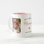 Tasse 2 Couleurs Nous Vous Aimons Mommy 2 Photo Moderne Rose (Devant gauche)