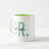 Tasse 2 Couleurs Nouveau Docteur à la mode PhD Nom personnalisé App (Devant gauche)