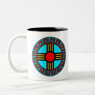 Tasse 2 Couleurs Nouveau-Mexique et Symbole de Dieu Soleil Natif Zi