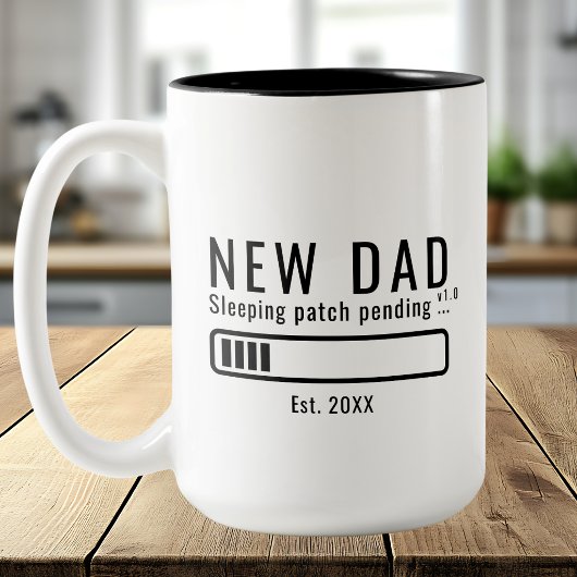Tasse 2 Couleurs Nouveau Papa Patch Dormant Design Blanc