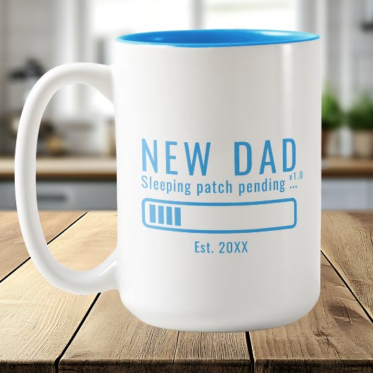 Tasse 2 Couleurs Nouveau Papa Patch Dormant Design Bleu