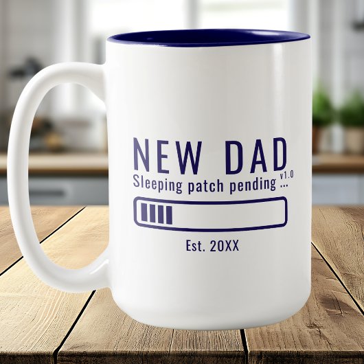 Tasse 2 Couleurs Nouveau Papa Patch Dormant Typographie Gras