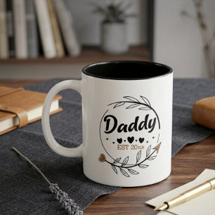 Tasse 2 Couleurs Nouveau père parents Personnalisé année établie