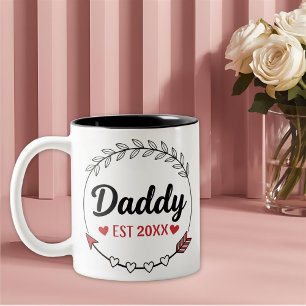 Tasse 2 Couleurs Nouveaux parents Papa Personnalisé année d'établis