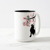 Tasse 2 Couleurs Nouvel an chinois 2021 : Ox et fleurs rouges (Devant droit)