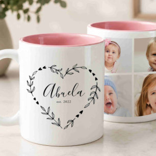 Tasse 2 Couleurs Nouvelle Année Abuela Établi Collage de quatre pho