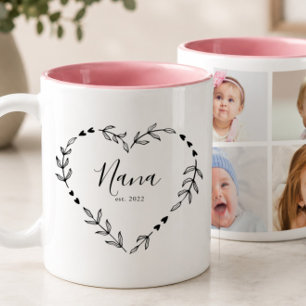 Tasse 2 Couleurs Nouvelle année Nana Établi. Quatre photos en colla