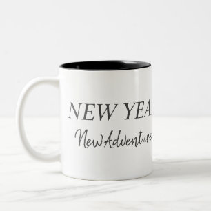 Tasse 2 Couleurs Nouvelle Année, Nouvelles Aventures Typographie