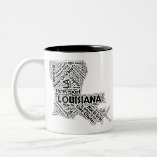 Tasse 2 Couleurs Nuage de mot d'état de la Louisiane